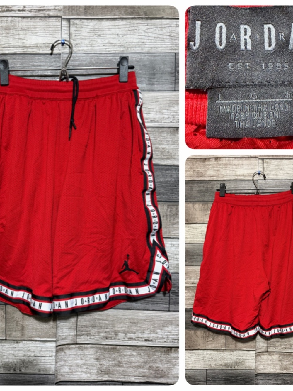 Air Jordan Mesh Basketball Shorts Men’s L Red (Inseam 8.5) Drawstring READ